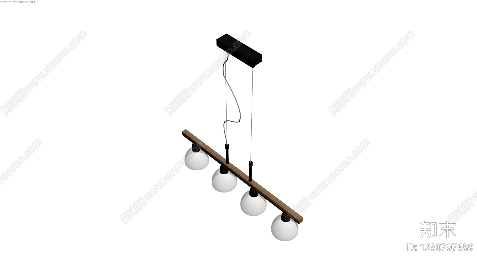 木质四头吊灯组件3D模型下载【ID:1230797689】