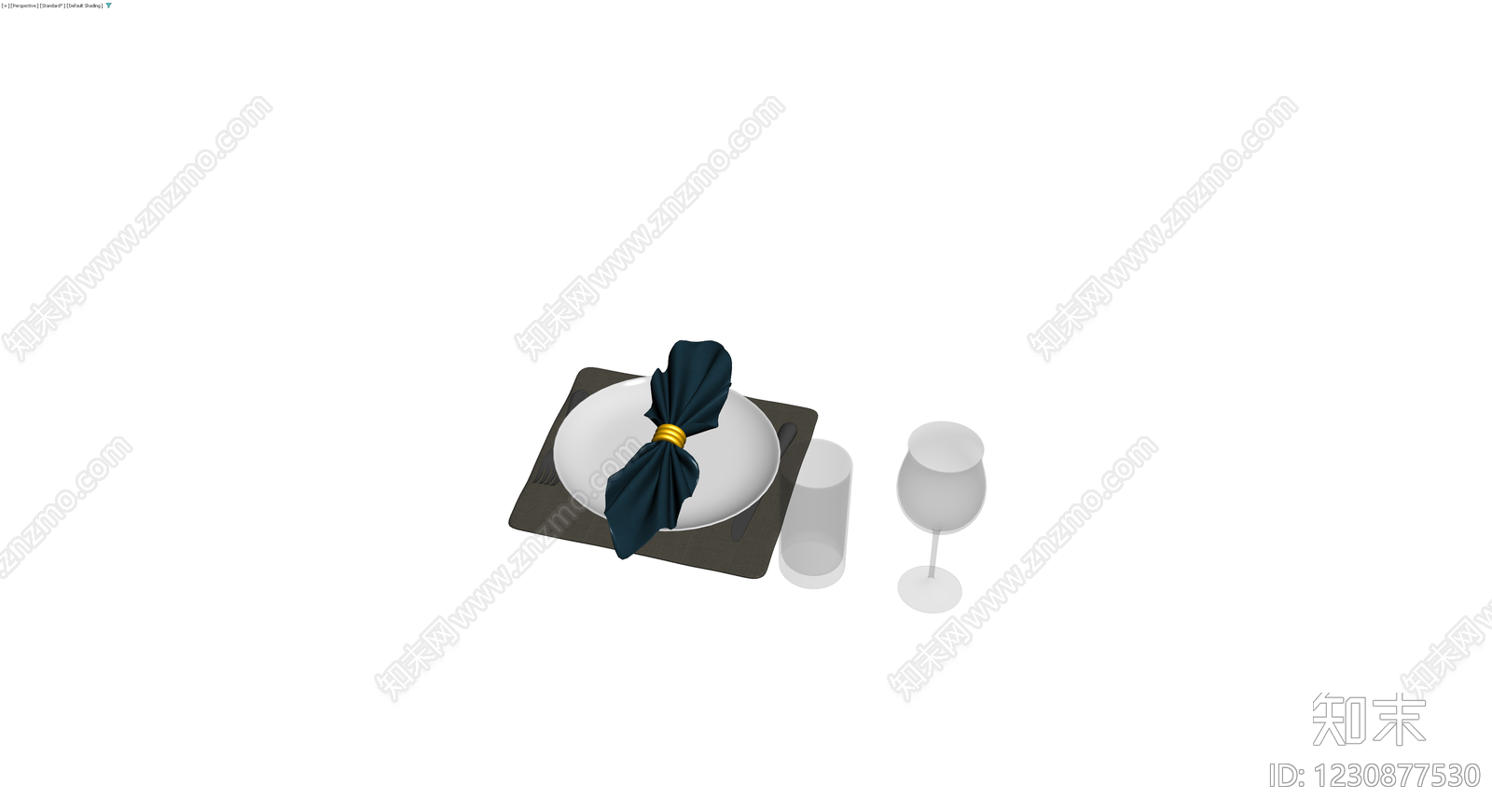 餐具与玻璃杯组合3D模型下载【ID:1230877530】