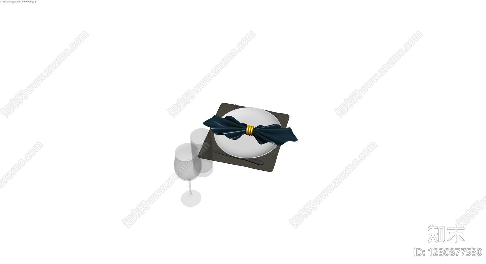 餐具与玻璃杯组合3D模型下载【ID:1230877530】
