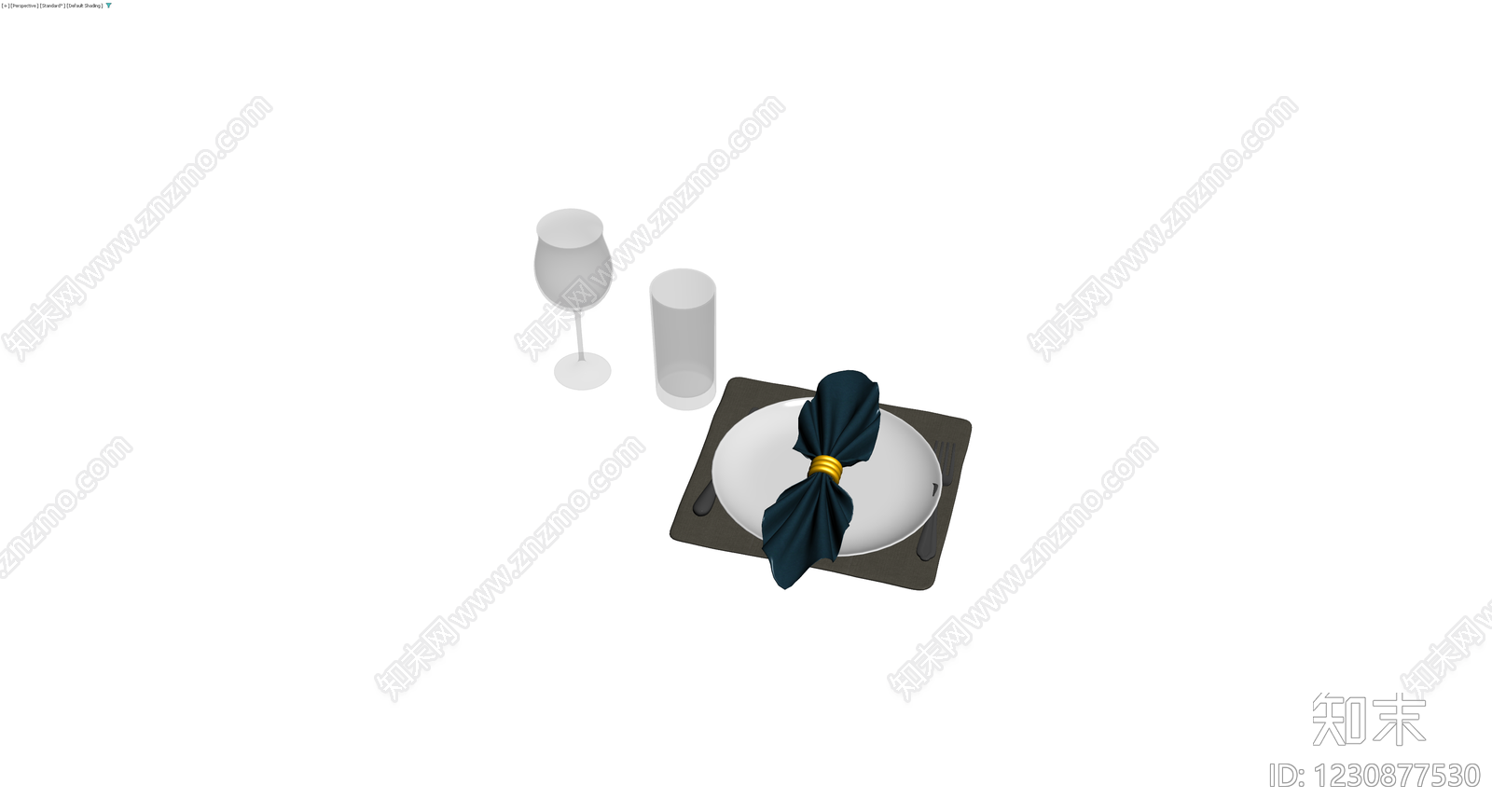 餐具与玻璃杯组合3D模型下载【ID:1230877530】