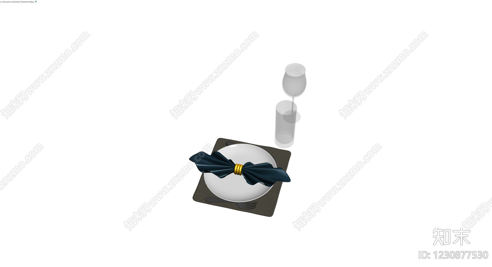 餐具与玻璃杯组合3D模型下载【ID:1230877530】