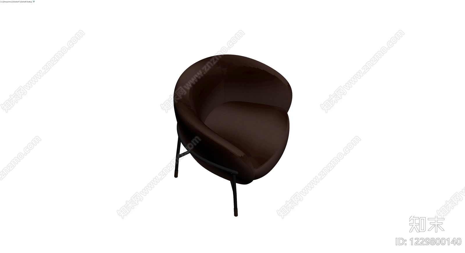 深棕色软包单人椅3D模型下载【ID:1229800140】
