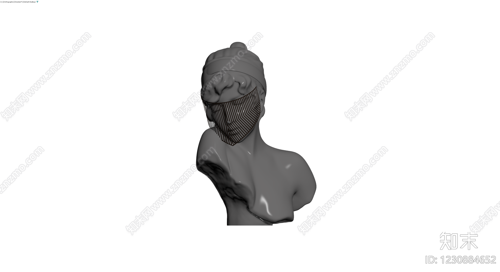戴针织帽雕塑半身像3D模型下载【ID:1230884652】