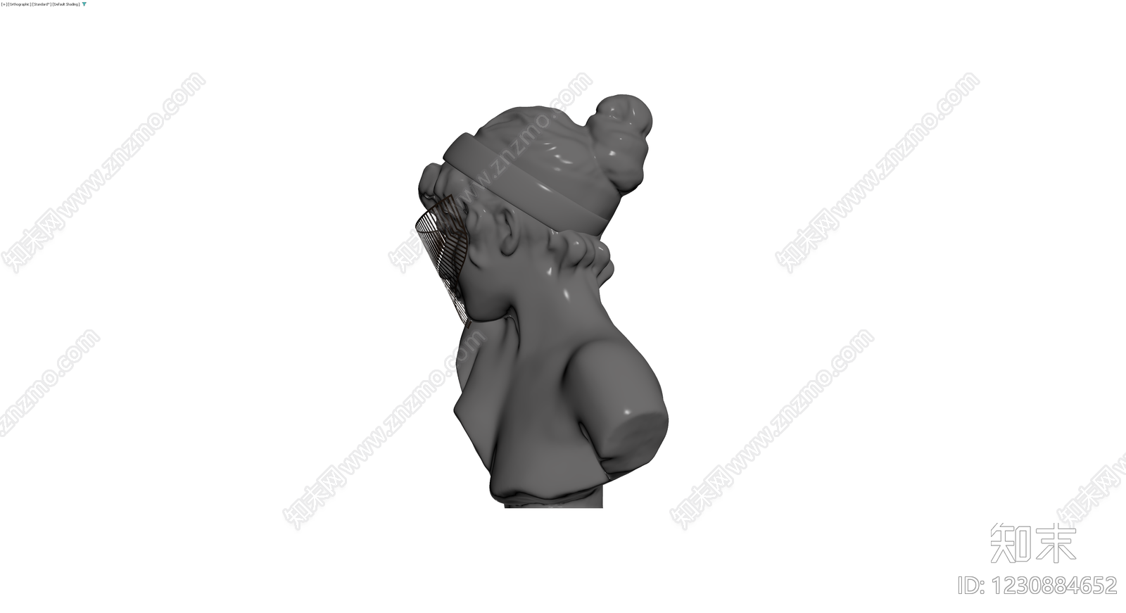 戴针织帽雕塑半身像3D模型下载【ID:1230884652】