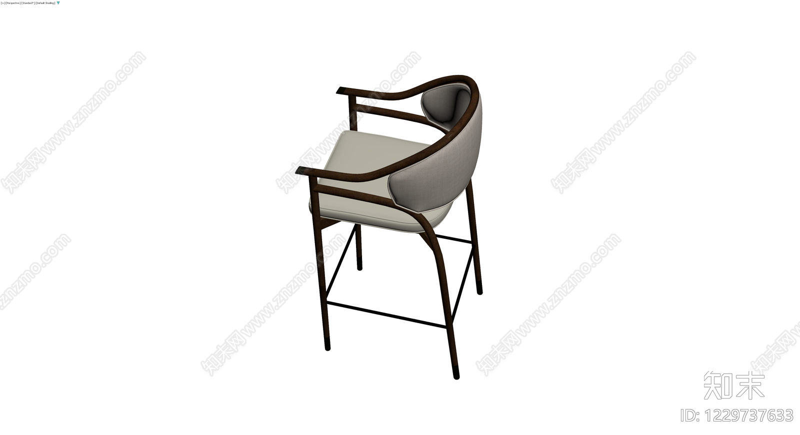 高背软包木质吧台椅3D模型下载【ID:1229737633】