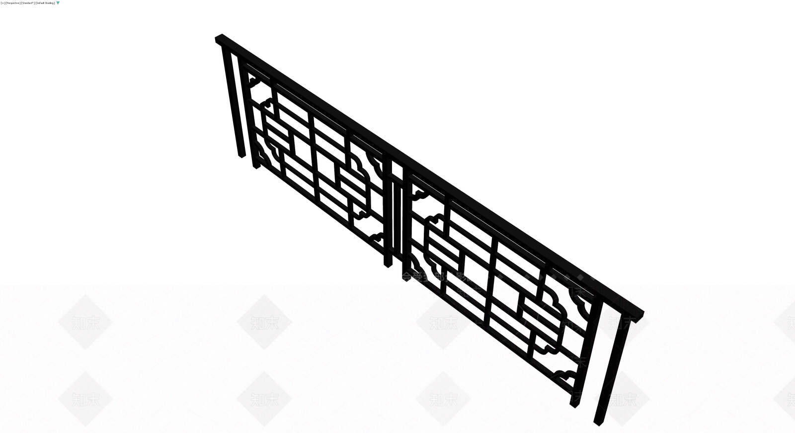 中式双扇镂空木格栅门3D模型下载【ID:1229637798】