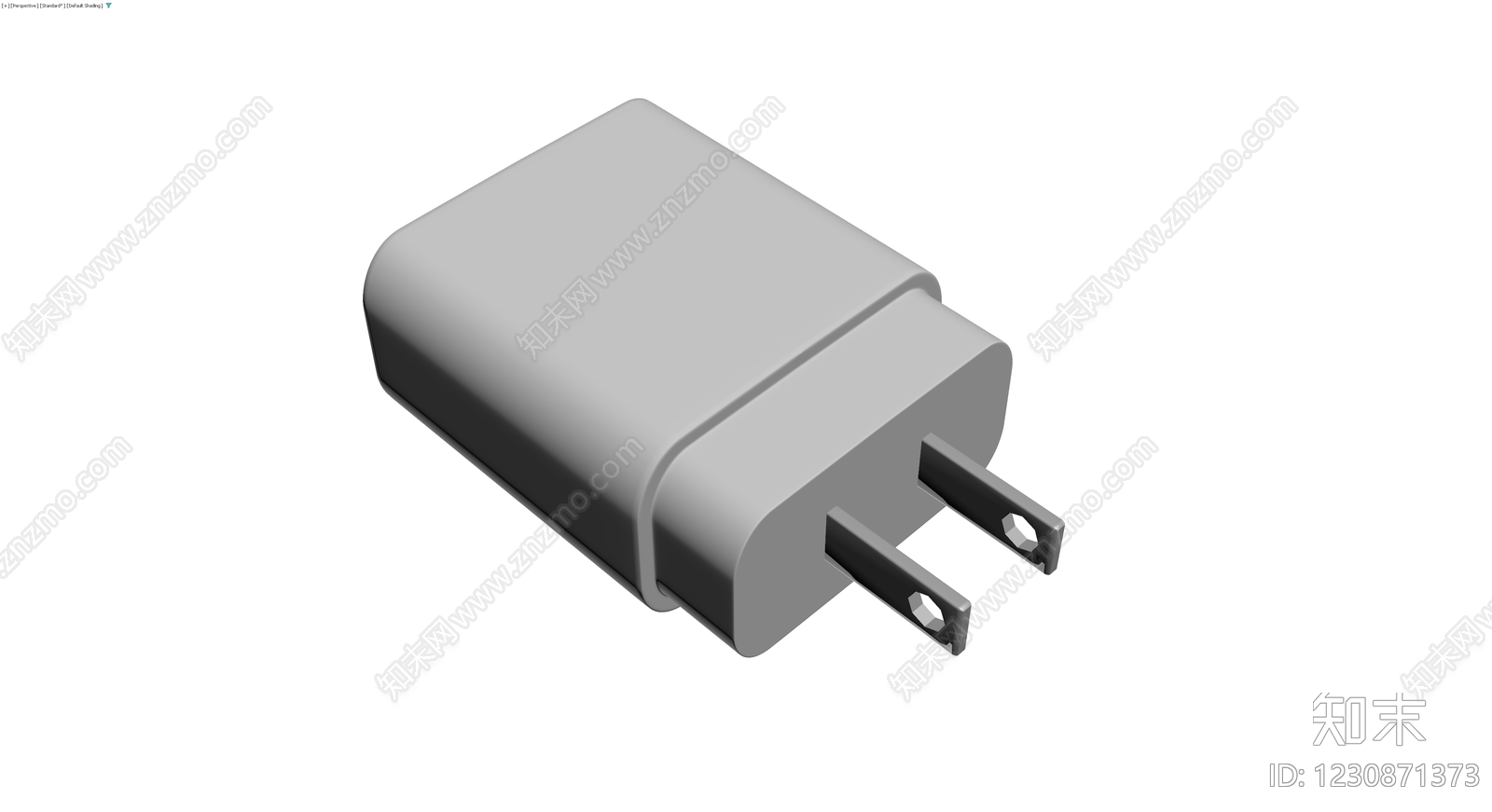 灰色两脚电源适配器3D模型下载【ID:1230871373】