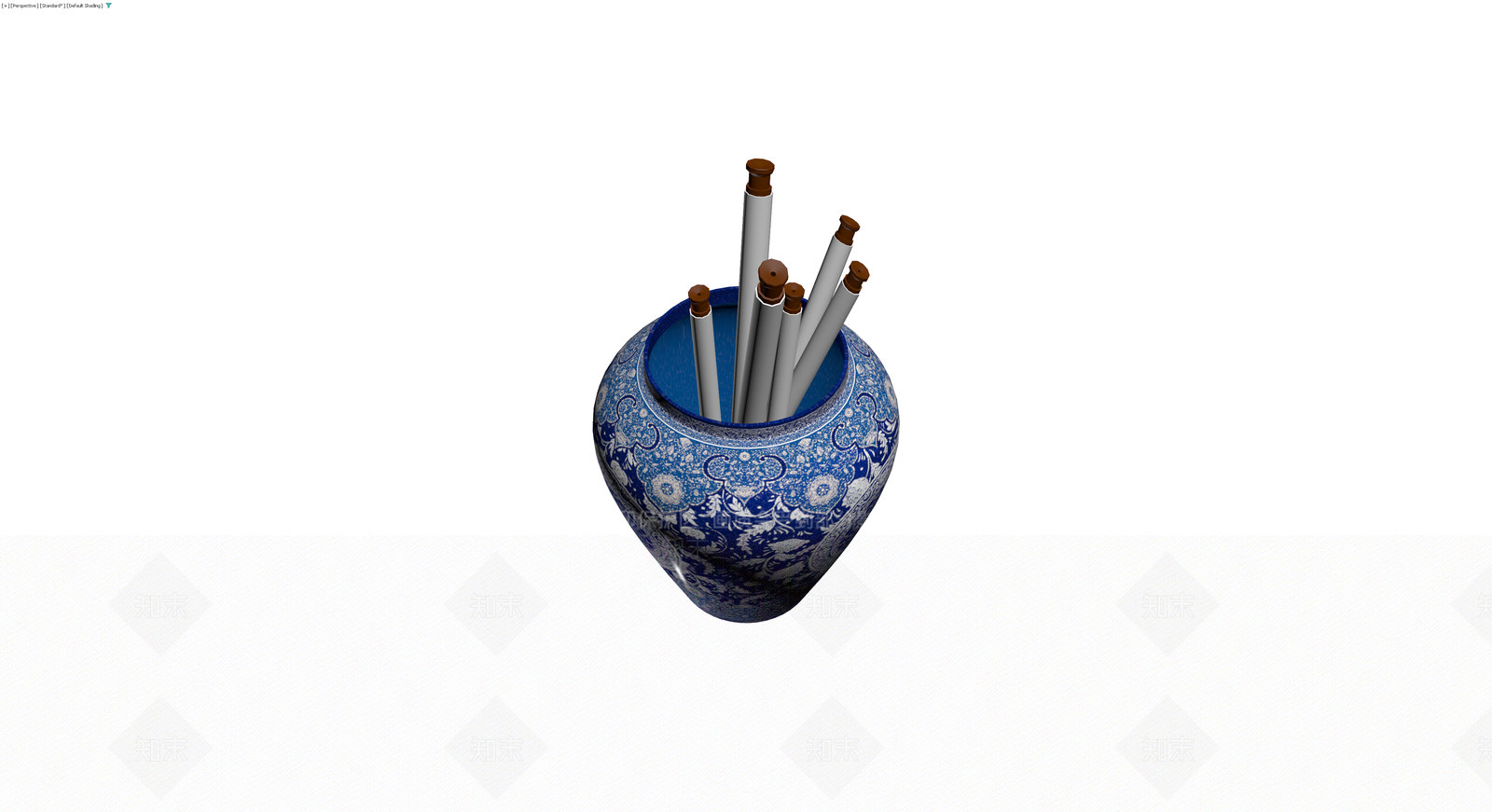 青花瓷笔筒3D模型下载【ID:1230782430】