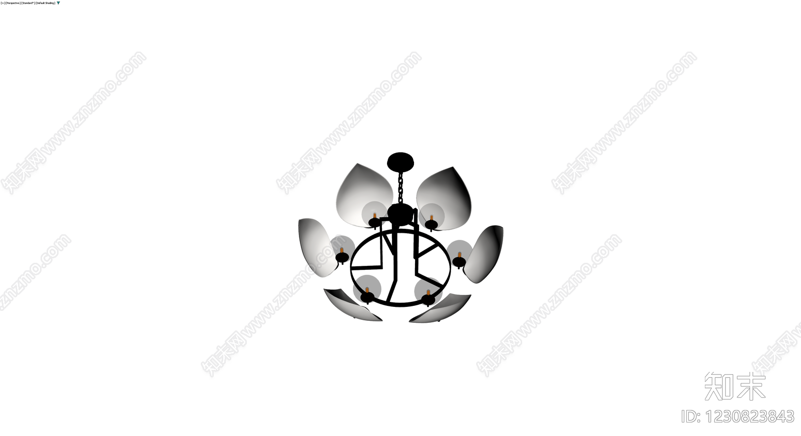 黑色金属莲花吊灯3D模型下载【ID:1230823843】