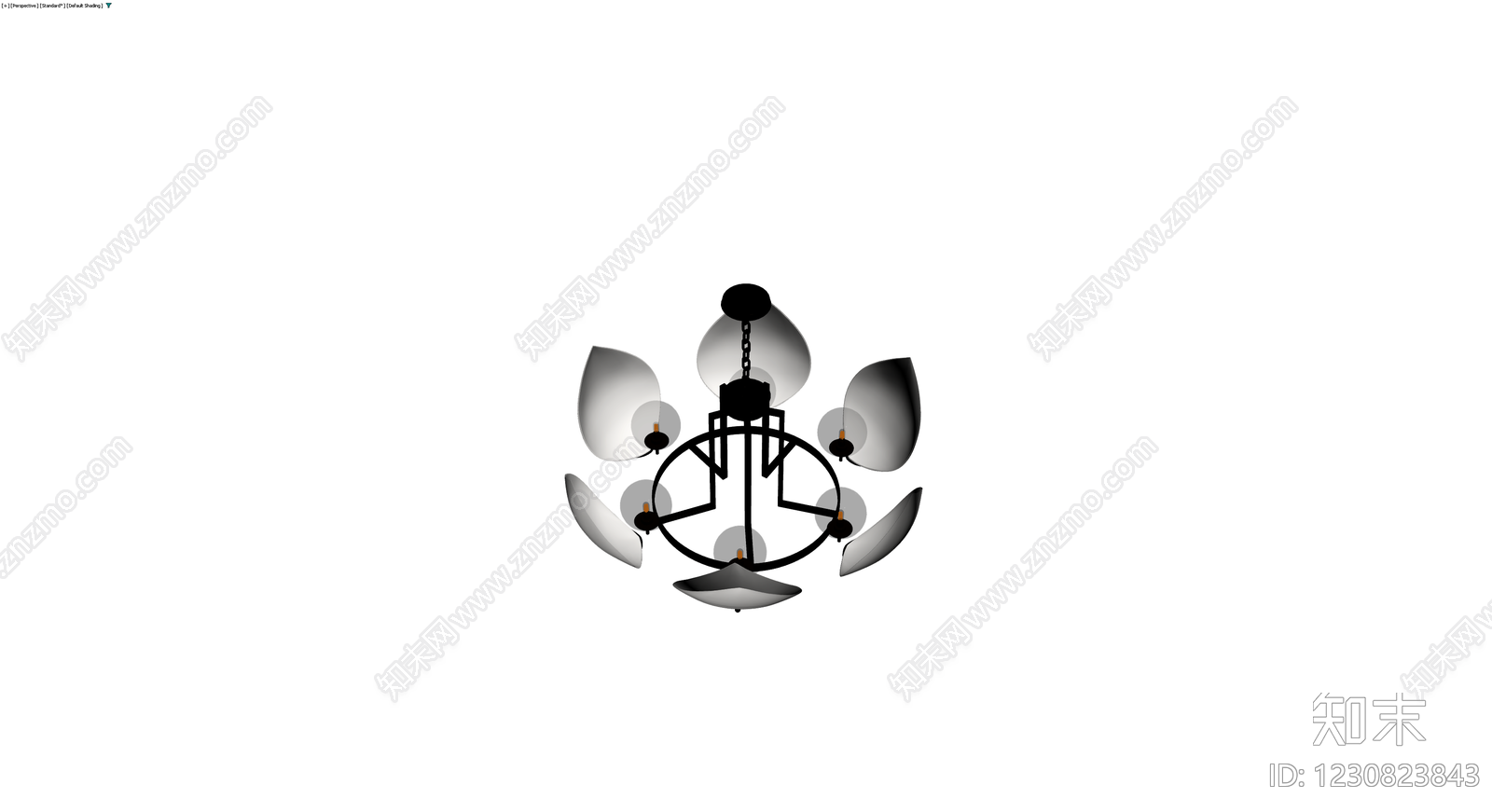 黑色金属莲花吊灯3D模型下载【ID:1230823843】