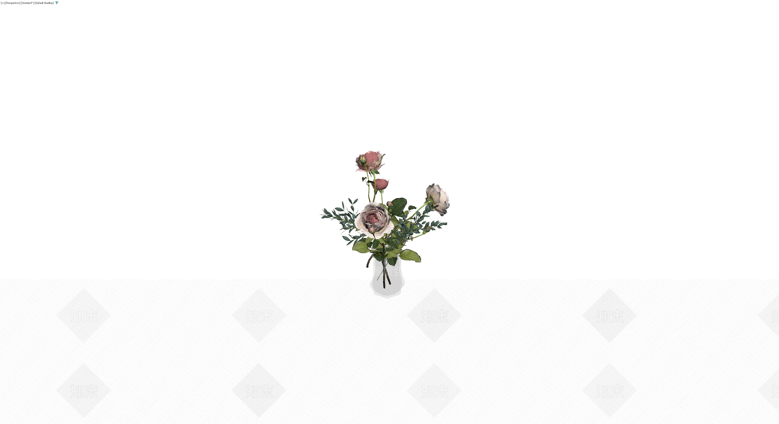 灰白玫瑰盆栽组合3D模型下载【ID:1230399672】