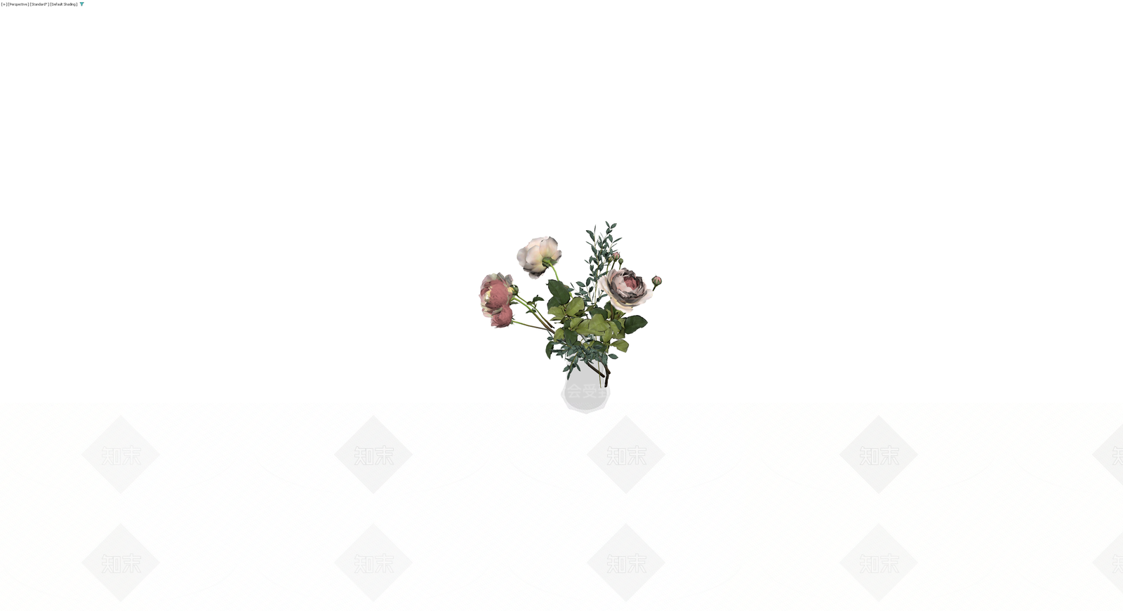 灰白玫瑰盆栽组合3D模型下载【ID:1230399672】