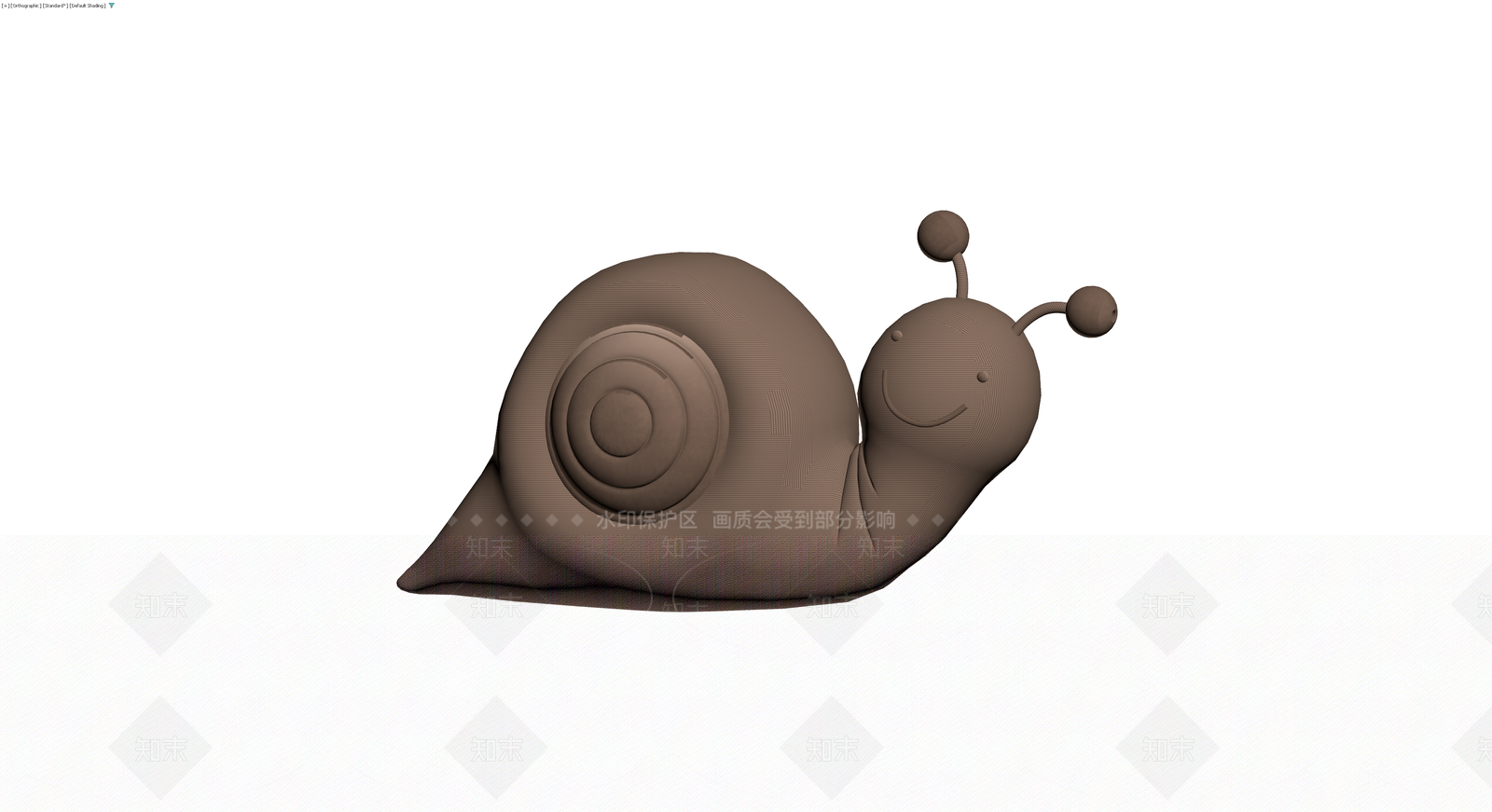 卡通蜗牛灰模雕塑3D模型下载【ID:1230766470】