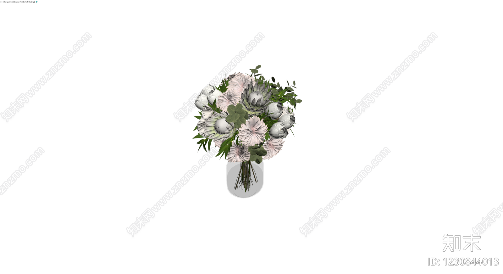 灰模风格花艺盆栽组合3D模型下载【ID:1230844013】