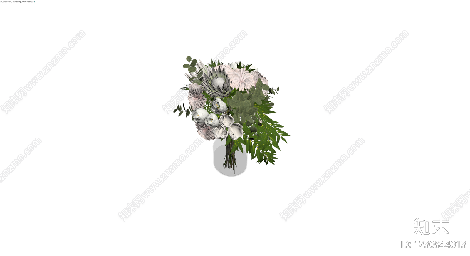 灰模风格花艺盆栽组合3D模型下载【ID:1230844013】
