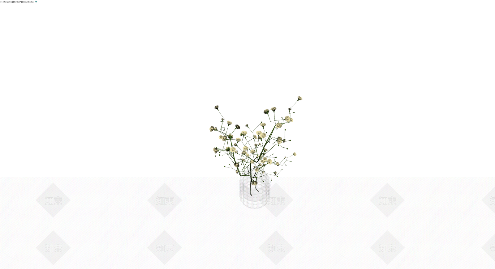 白色纹理花瓶插花3D模型下载【ID:1229862038】