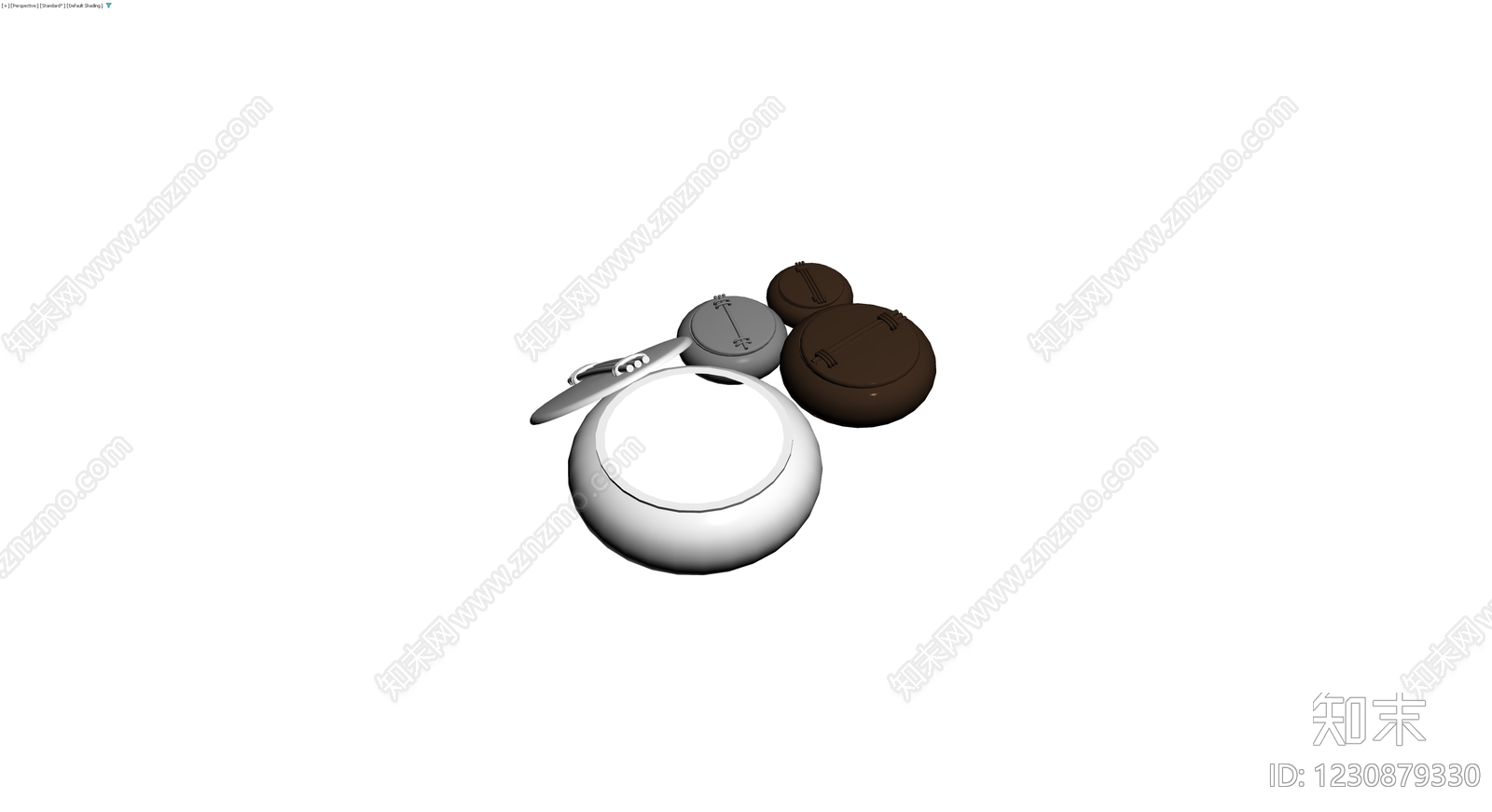 中式圆形茶叶罐组合3D模型下载【ID:1230879330】