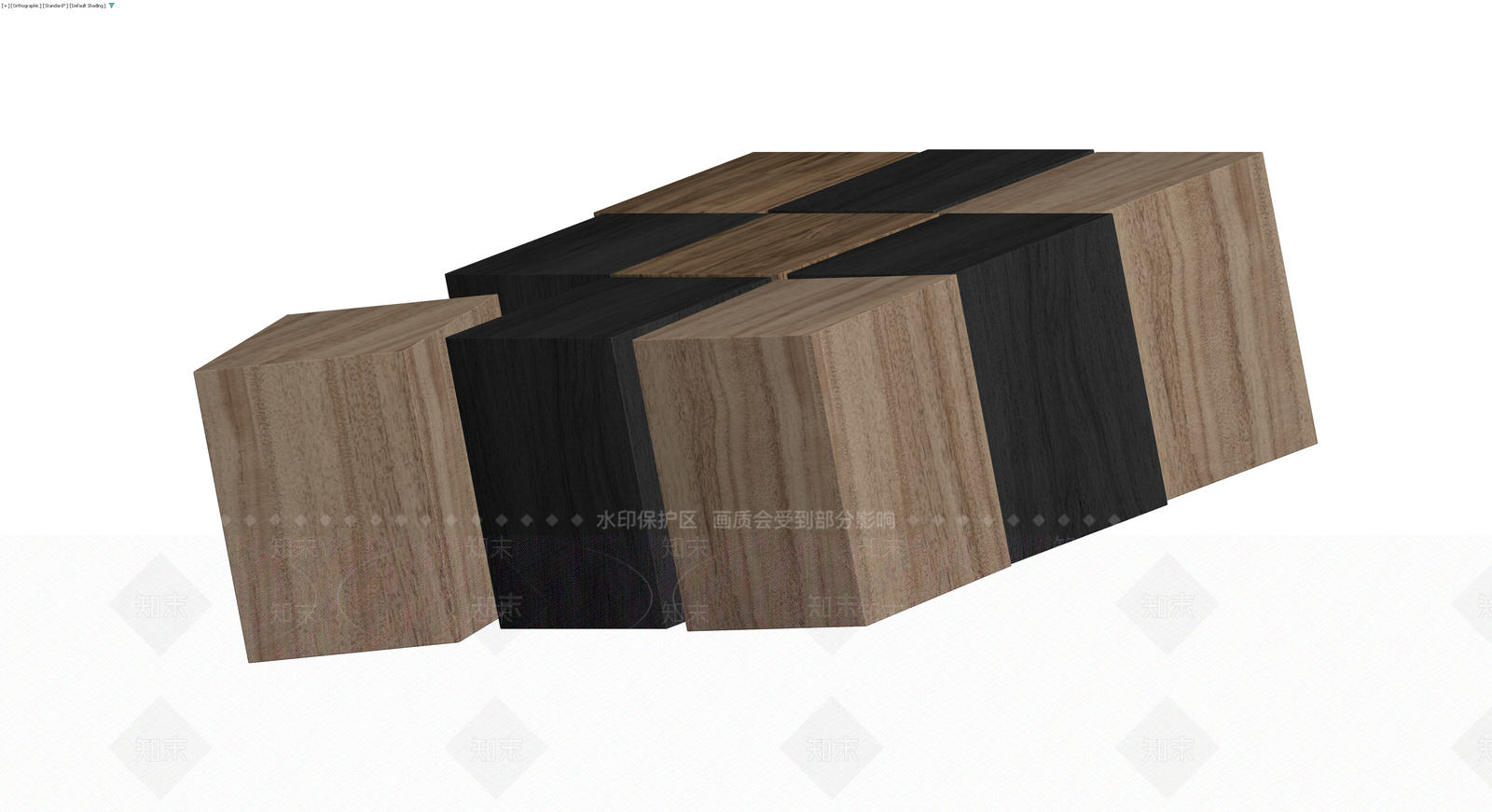 黑白木纹组合方凳3D模型下载【ID:1229848935】
