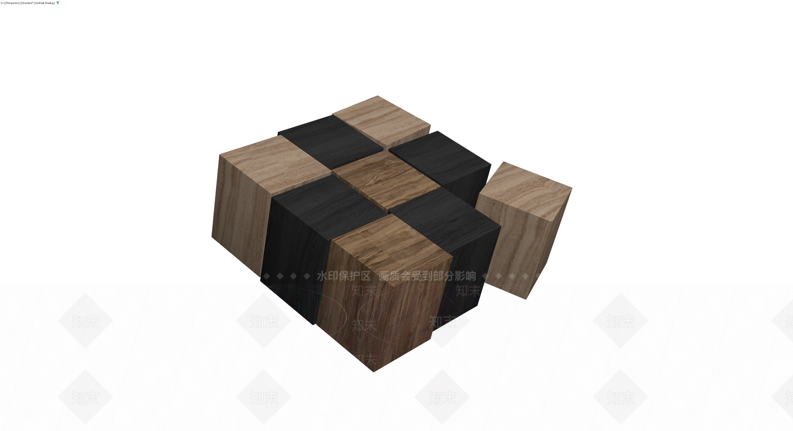 黑白木纹组合方凳3D模型下载【ID:1229848935】