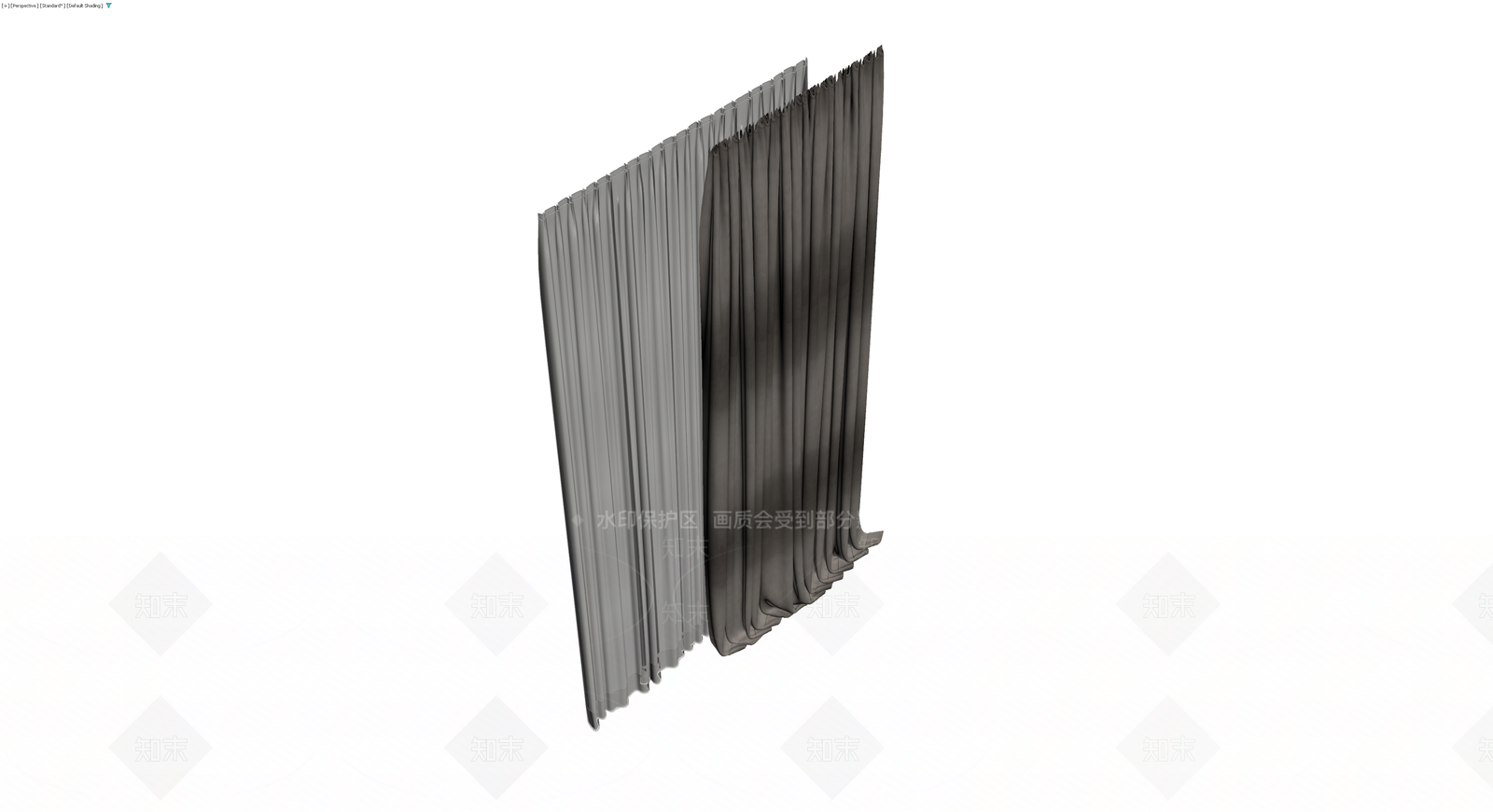 双开布艺窗帘模型3D模型下载【ID:1229962894】