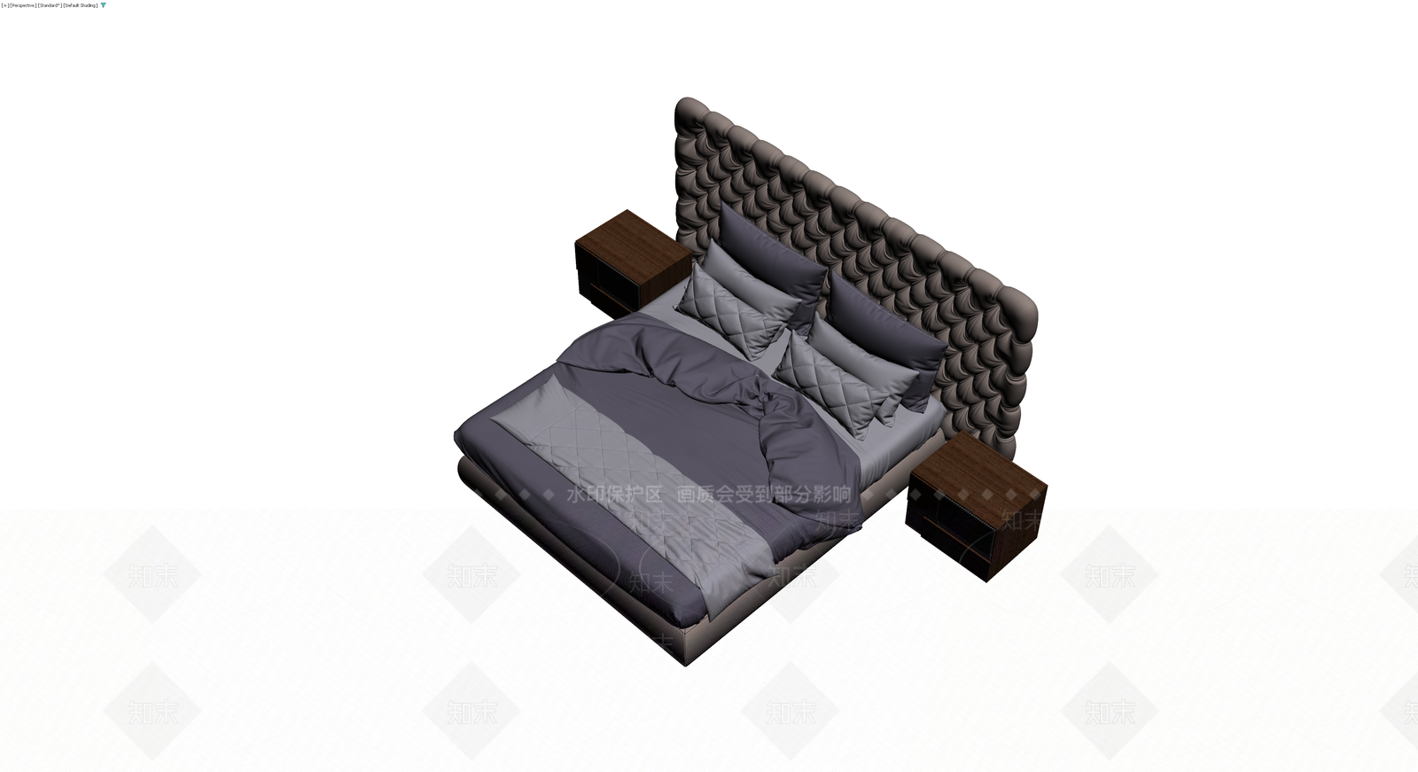 软包床配床头柜组合3D模型下载【ID:1230756889】