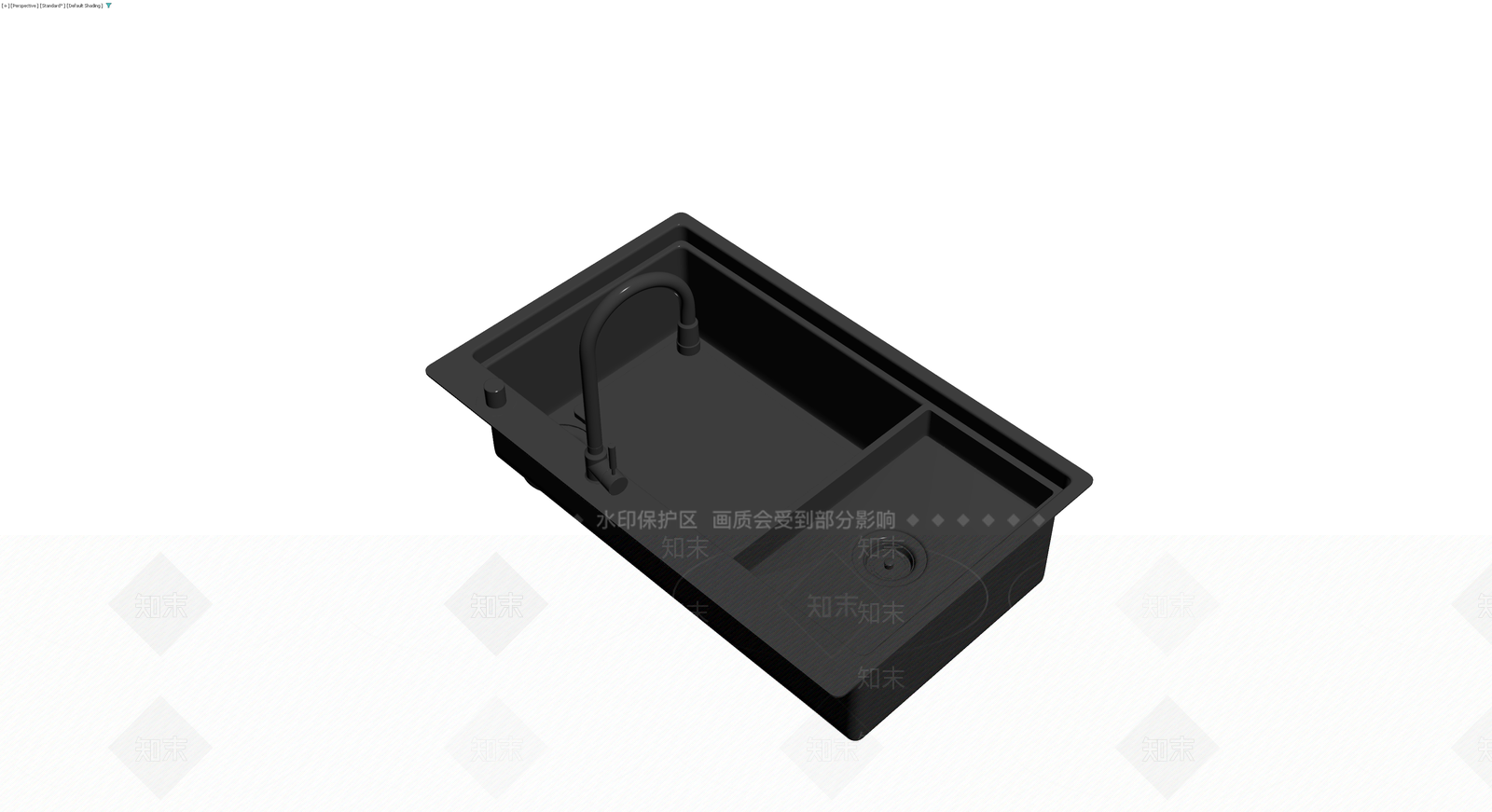 黑色双槽厨房水槽组件3D模型下载【ID:1230661529】