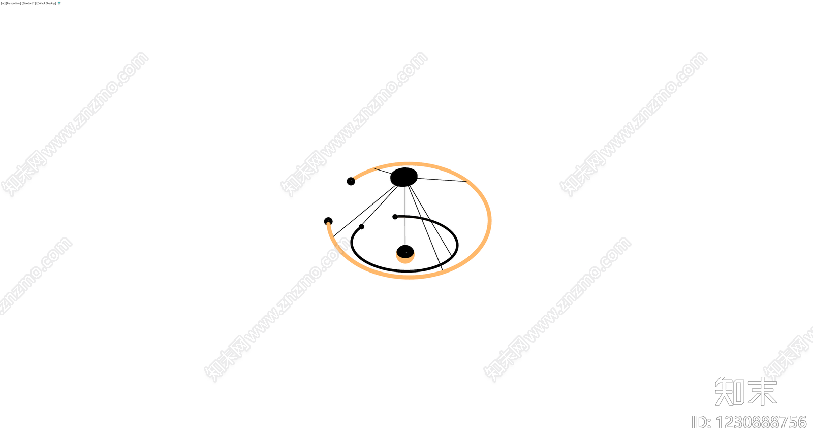 现代风格悬挂式吊灯3D模型下载【ID:1230888756】