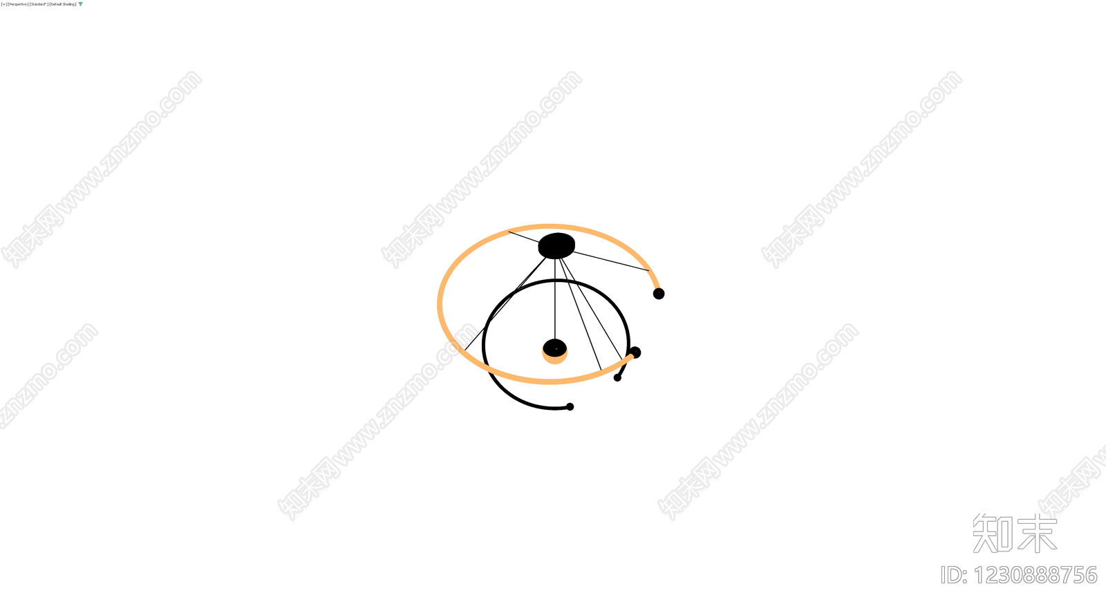 现代风格悬挂式吊灯3D模型下载【ID:1230888756】