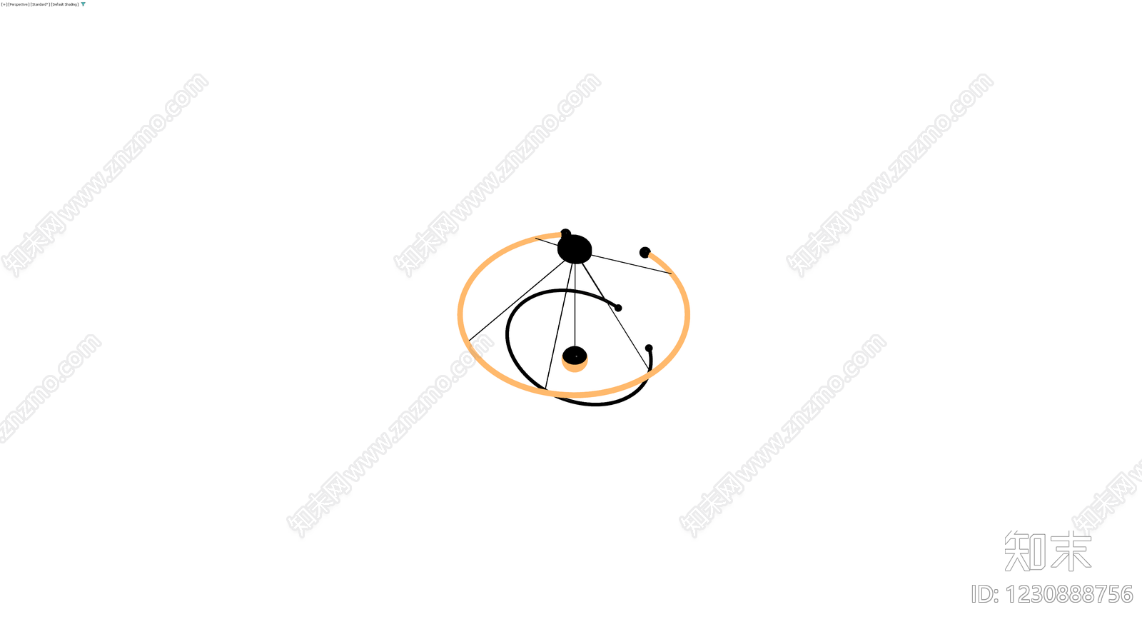 现代风格悬挂式吊灯3D模型下载【ID:1230888756】