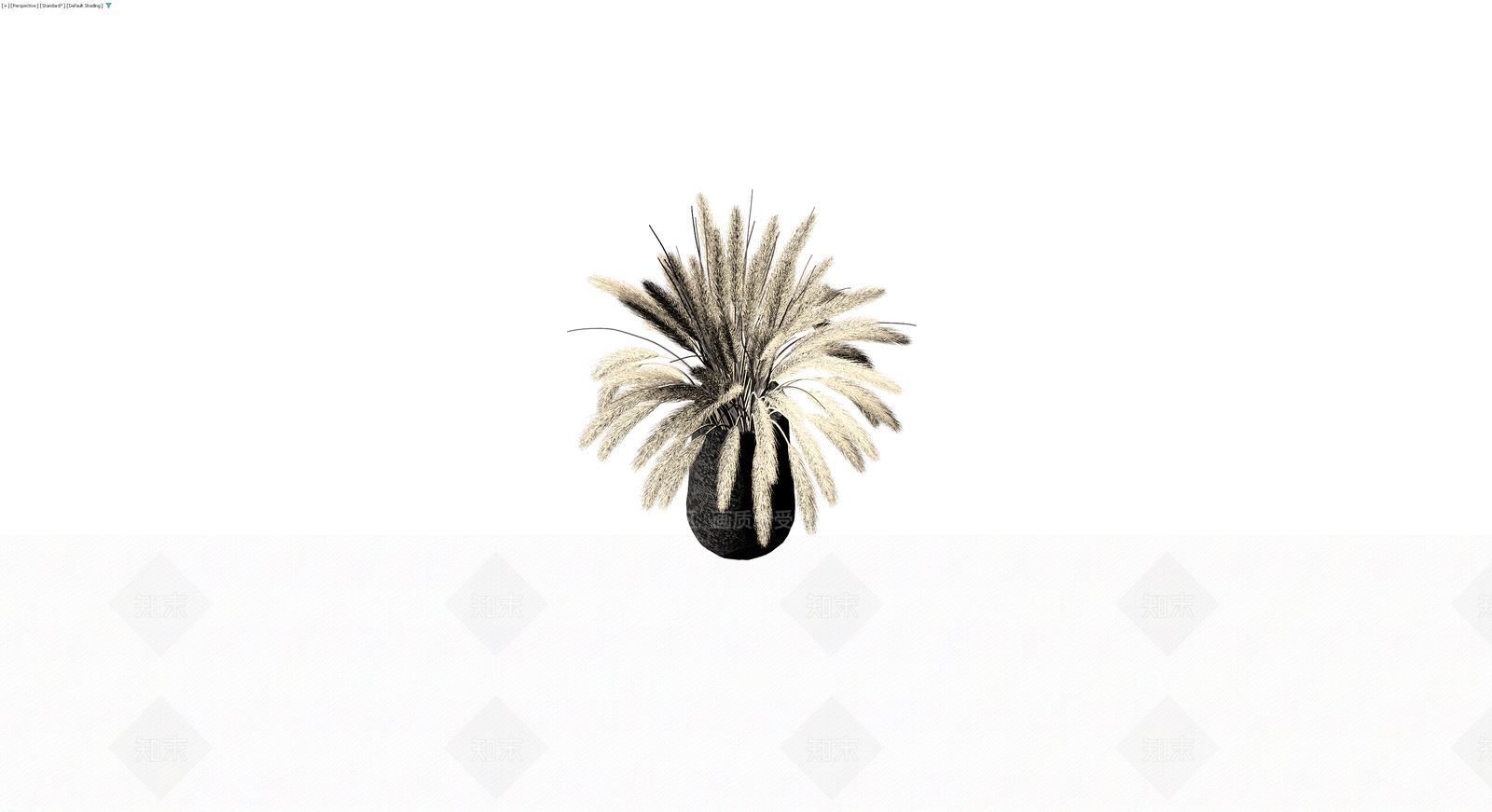 黑色花瓶配干花盆栽3D模型下载【ID:1229606730】