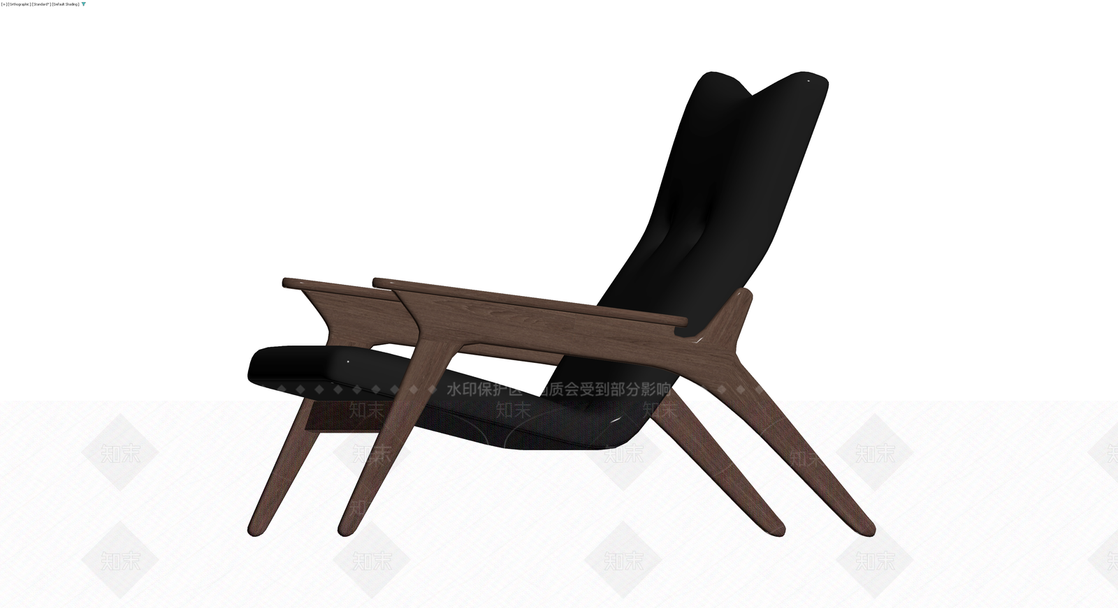 黑色软包木质扶手椅3D模型下载【ID:1230709463】