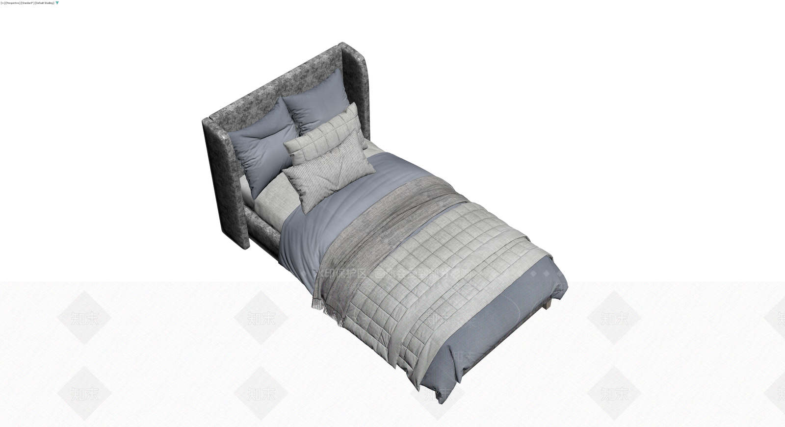 灰色布艺软包床3D模型下载【ID:1230567559】