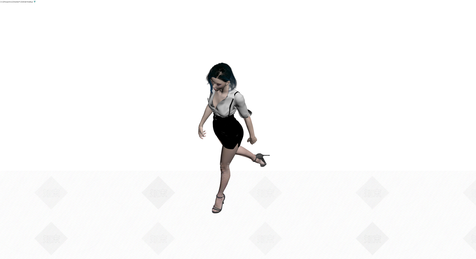 蓝发女性角色模型3D模型下载【ID:1230421789】