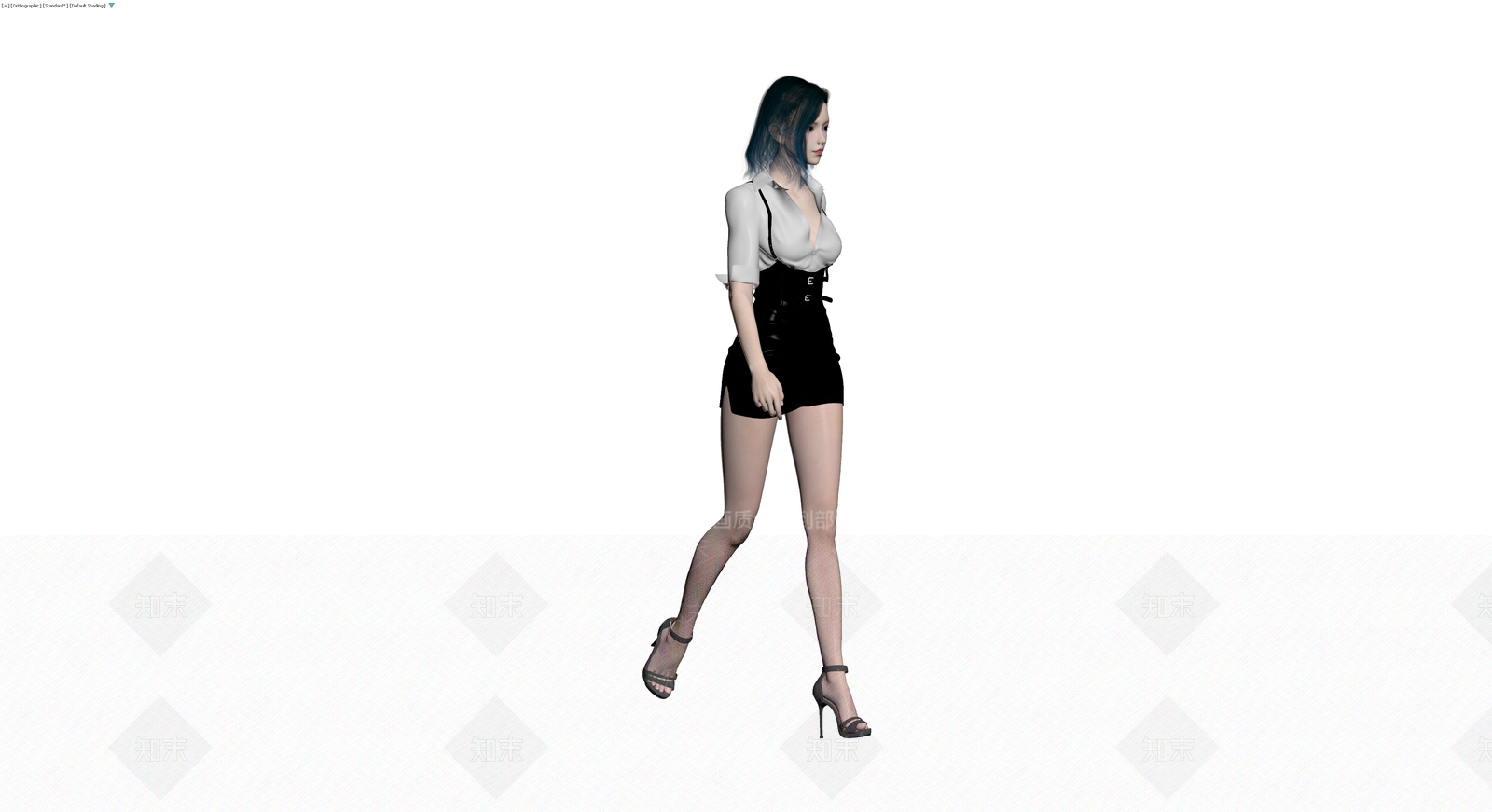 蓝发女性角色模型3D模型下载【ID:1230421789】