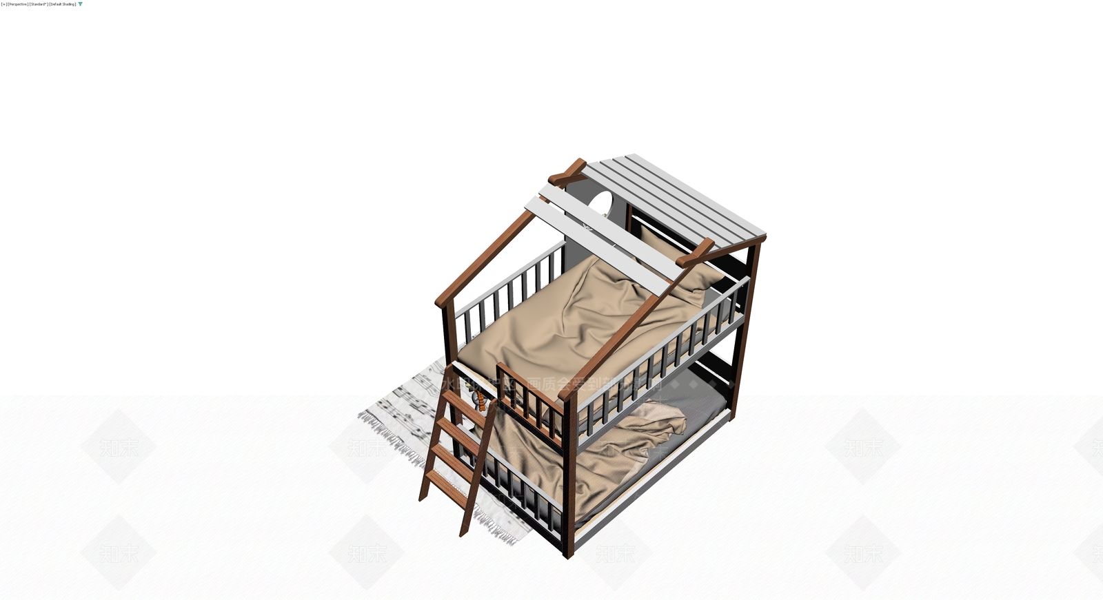 阁楼造型双层床组合3D模型下载【ID:1230336649】