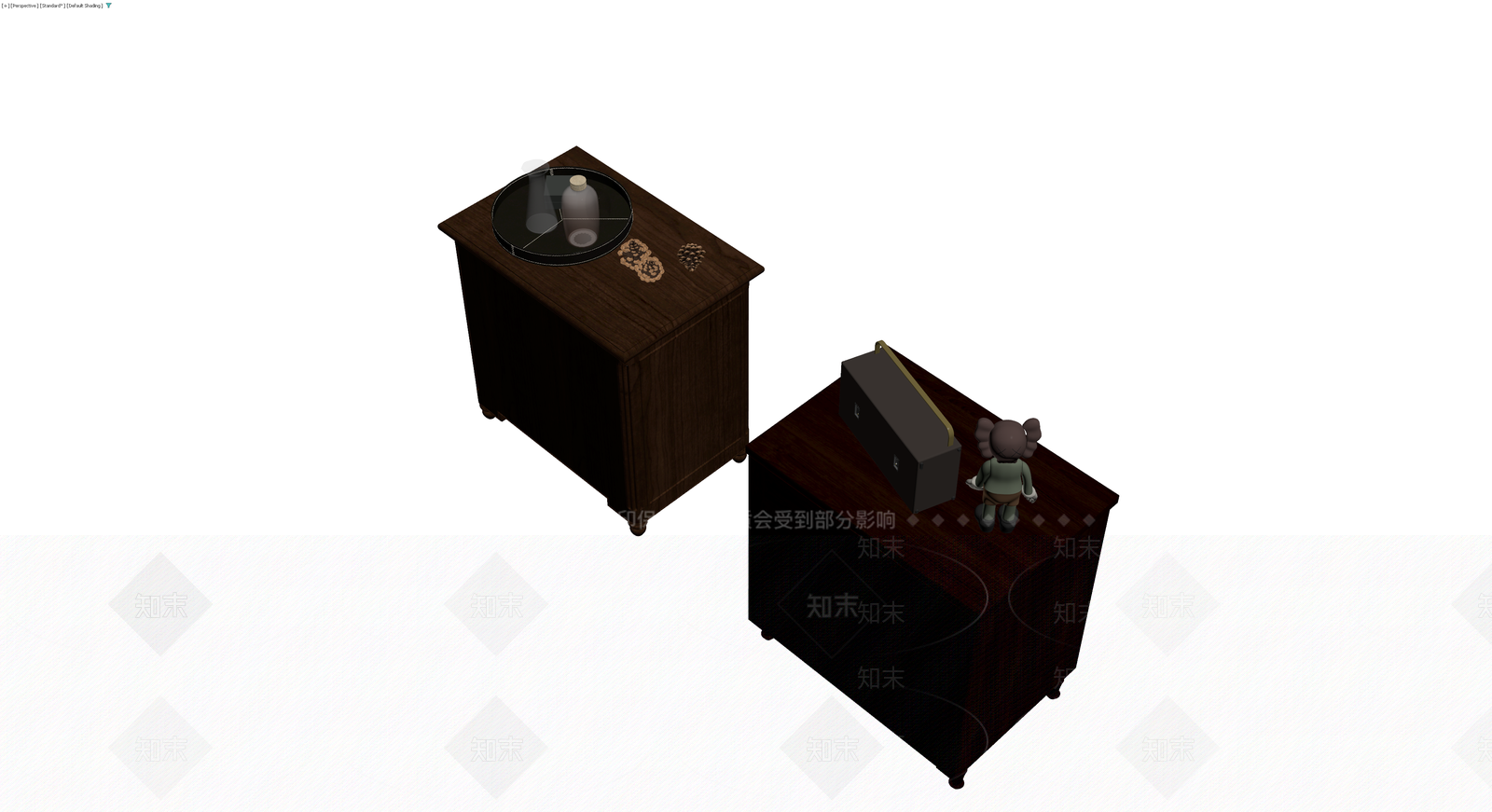 深色木质组合柜3D模型下载【ID:1229872980】