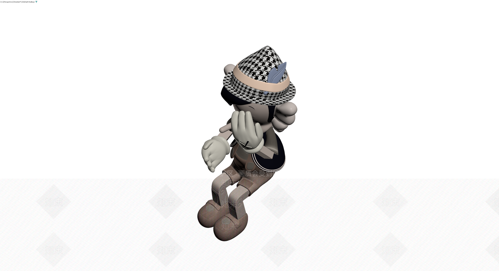 戴帽灰模人偶雕塑3D模型下载【ID:1230023270】