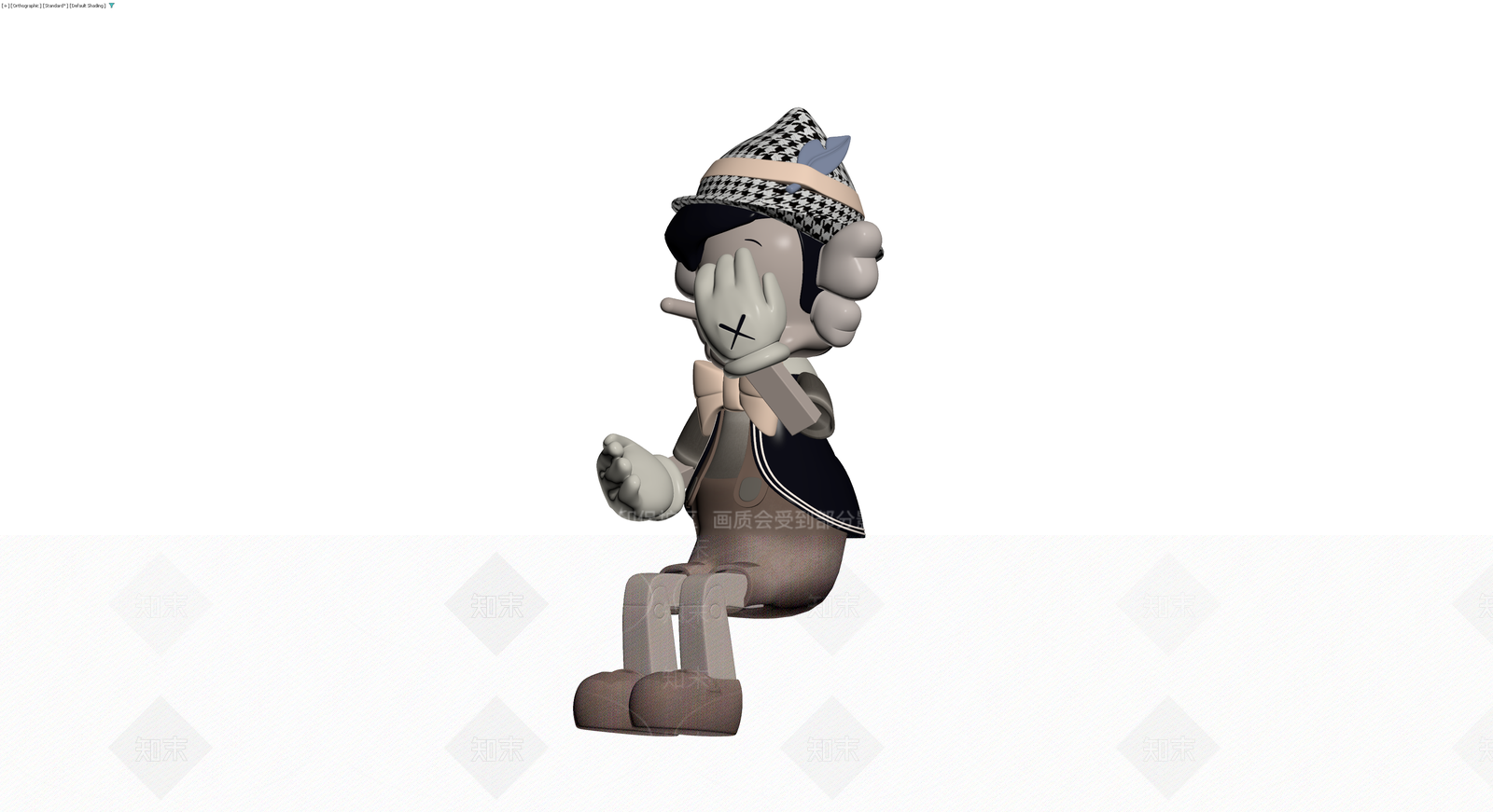 戴帽灰模人偶雕塑3D模型下载【ID:1230023270】
