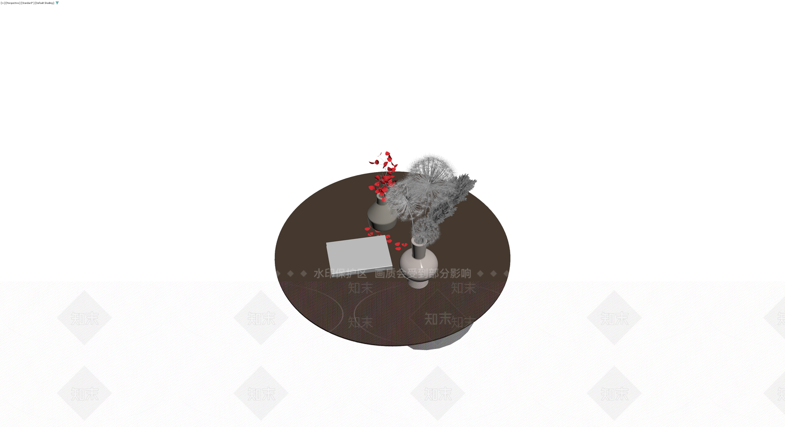 圆几花瓶书籍组合3D模型下载【ID:1230412274】