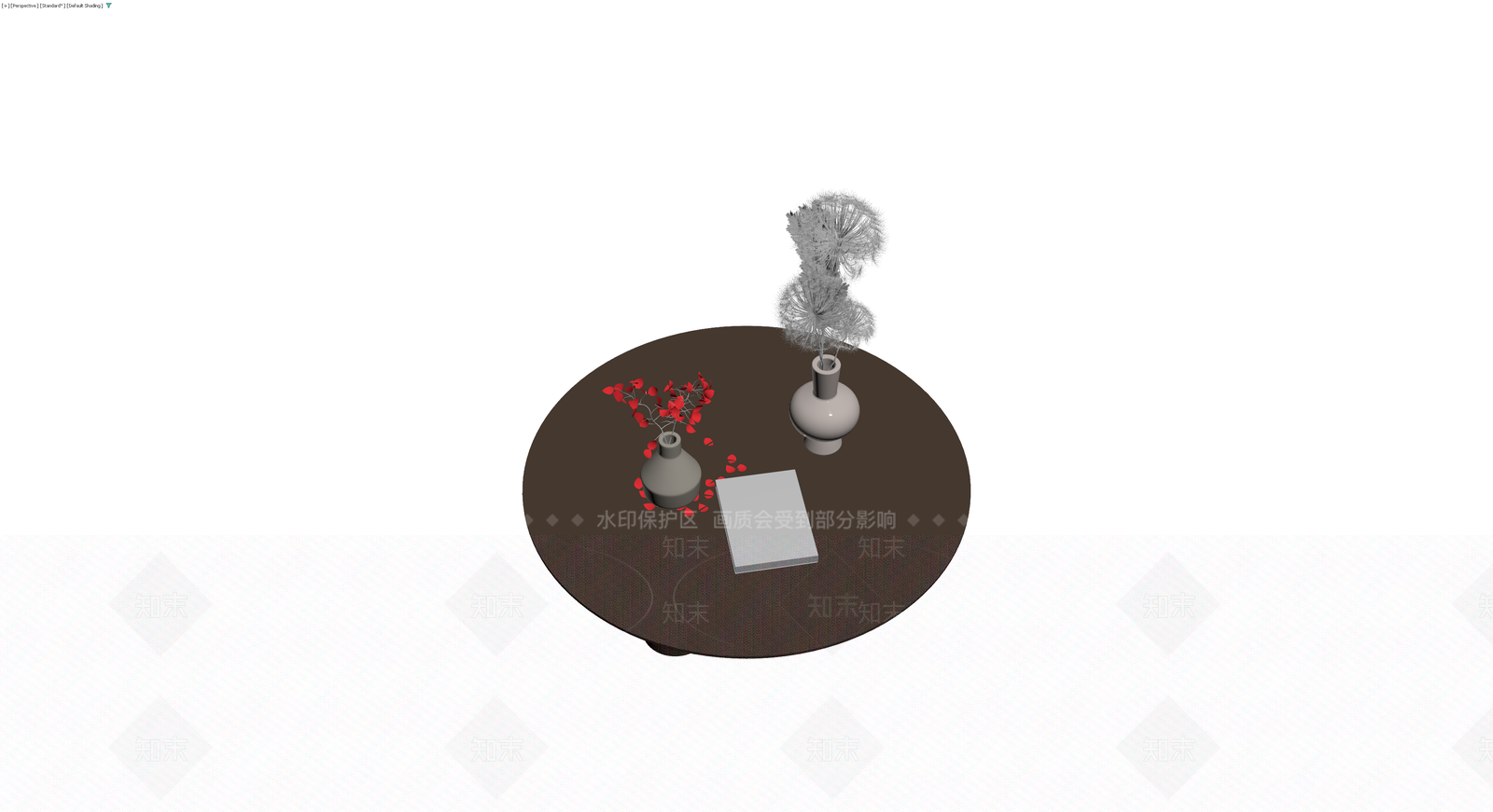 圆几花瓶书籍组合3D模型下载【ID:1230412274】