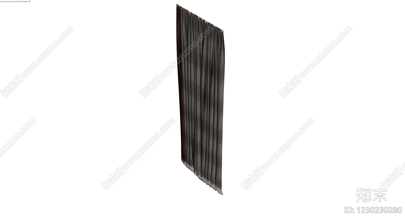 灰色褶皱布艺窗帘3D模型下载【ID:1230230280】
