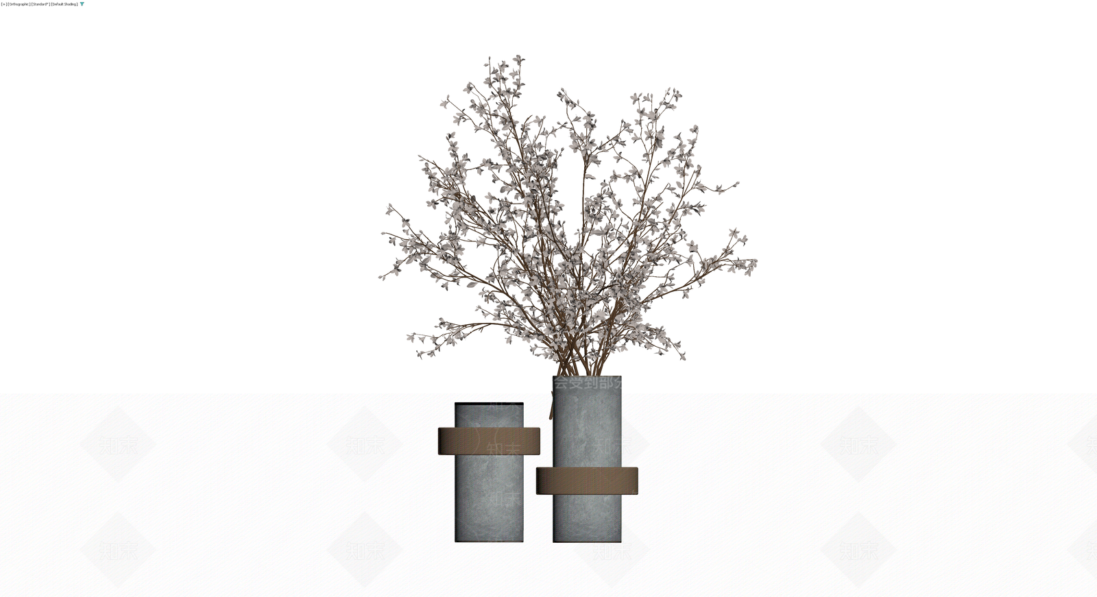 双盆组合盆栽植物3D模型下载【ID:1230387113】