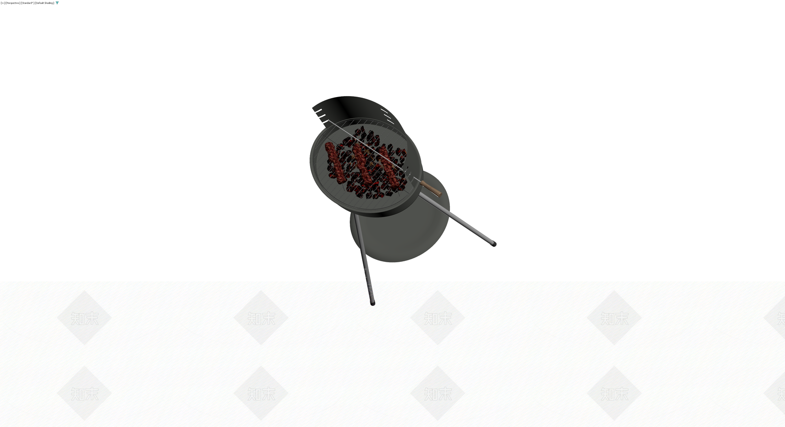 户外烧烤架带烤肉3D模型下载【ID:1229624125】