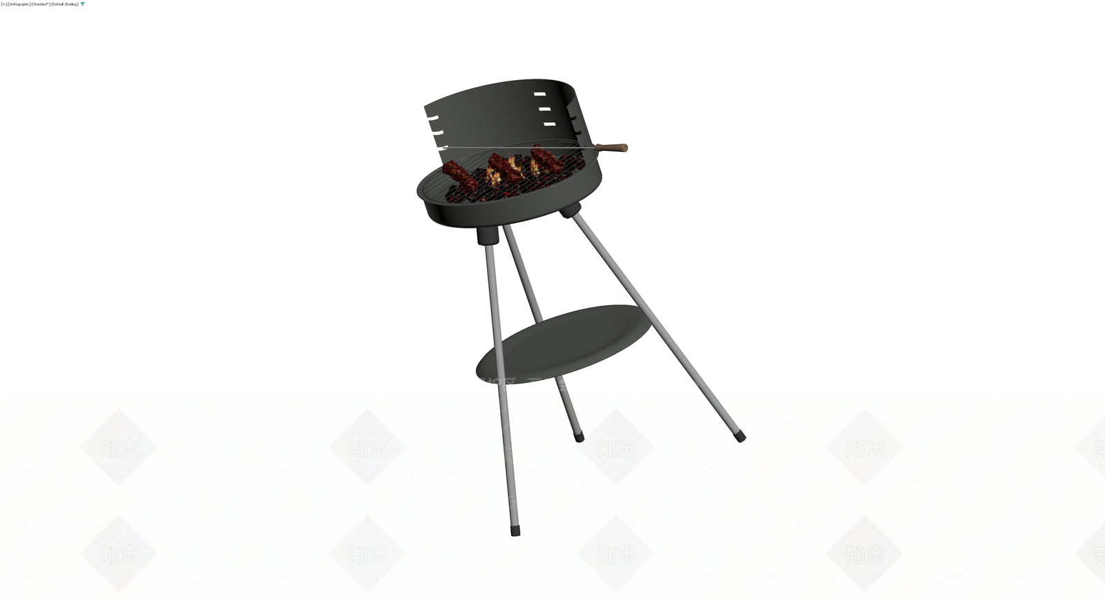 户外烧烤架带烤肉3D模型下载【ID:1229624125】