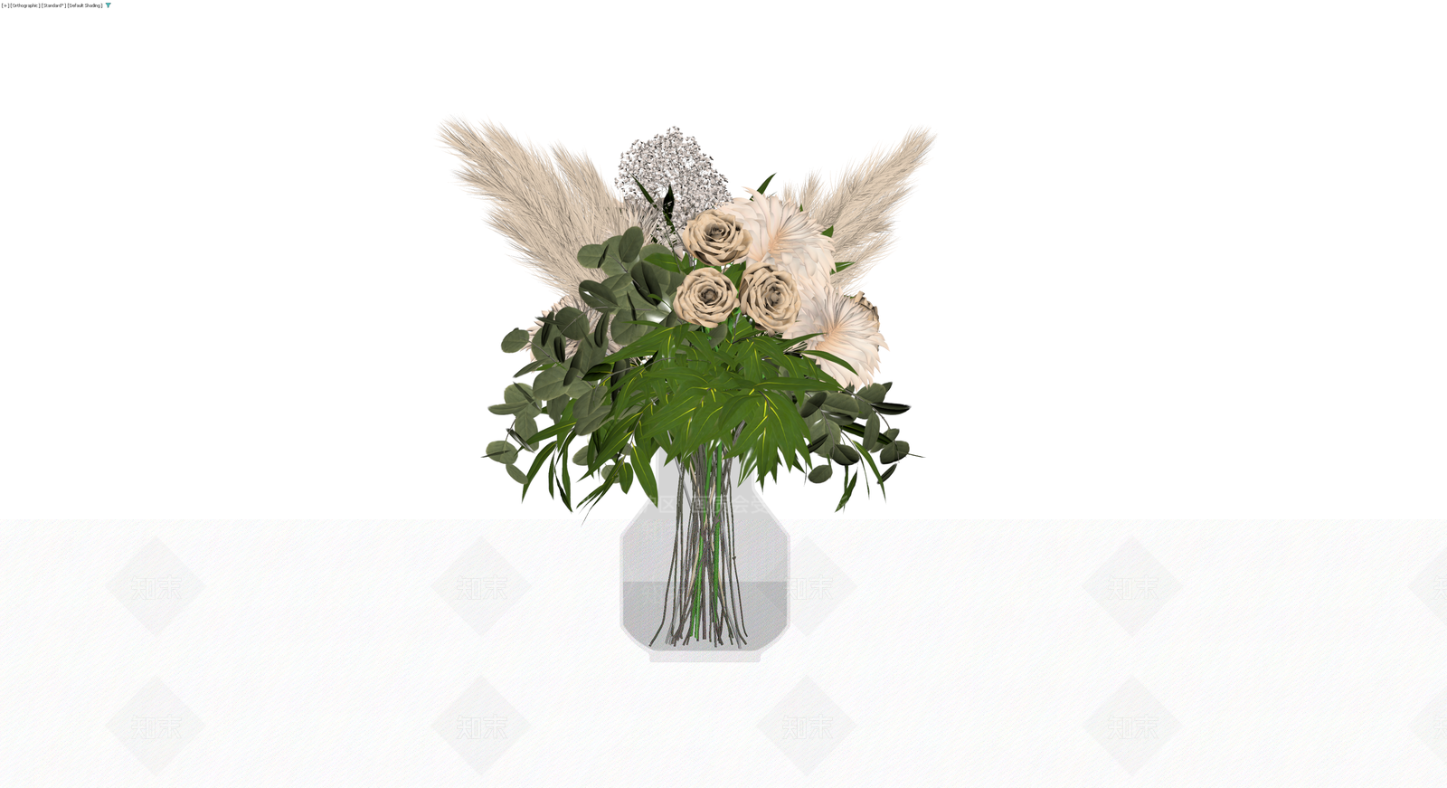 花瓶花卉组合盆栽3D模型下载【ID:1230551114】