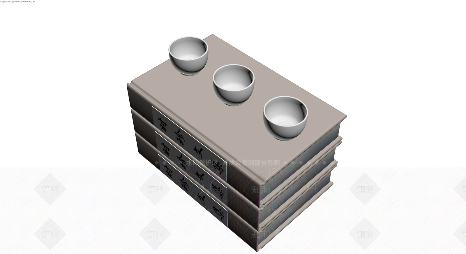 古籍书籍与茶杯组合3D模型下载【ID:1230394588】