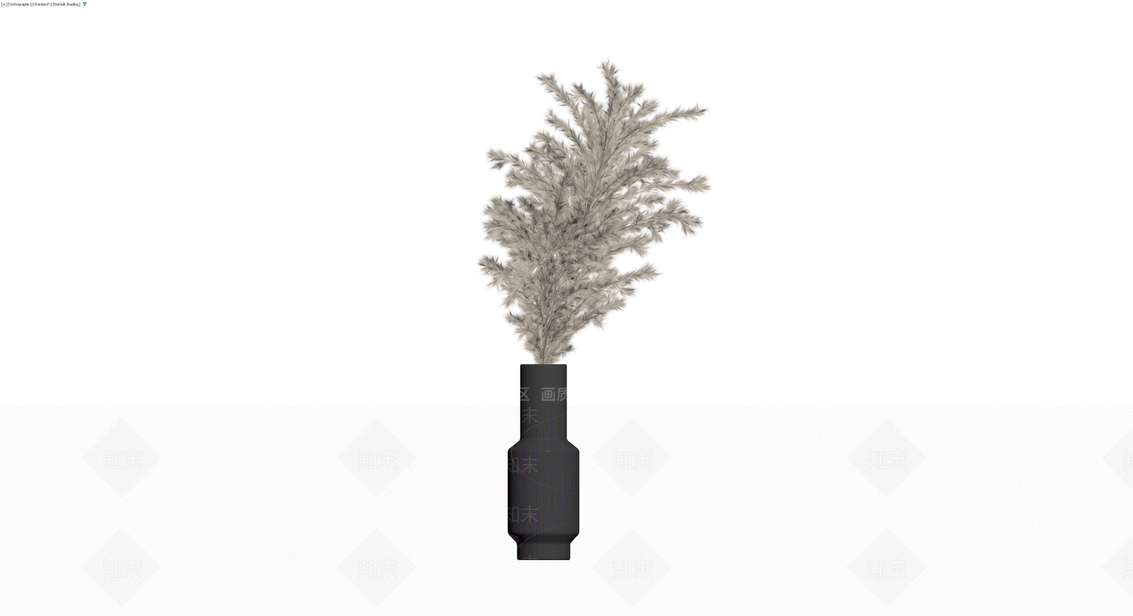 黑色花瓶配干草盆栽3D模型下载【ID:1229932515】