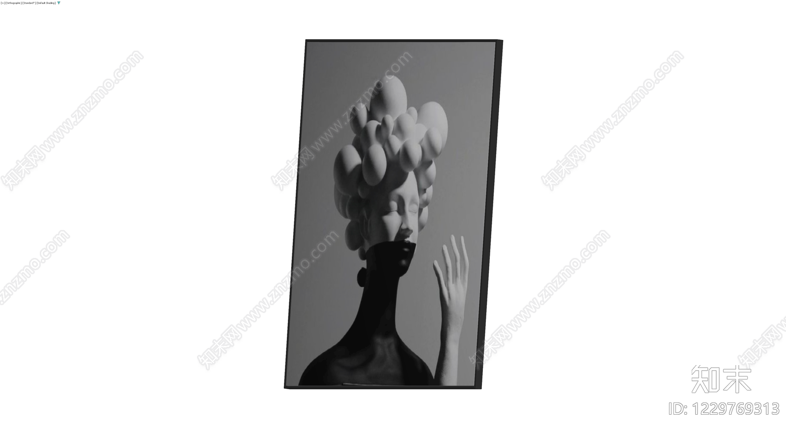 黑白风格人物雕塑画3D模型下载【ID:1229769313】