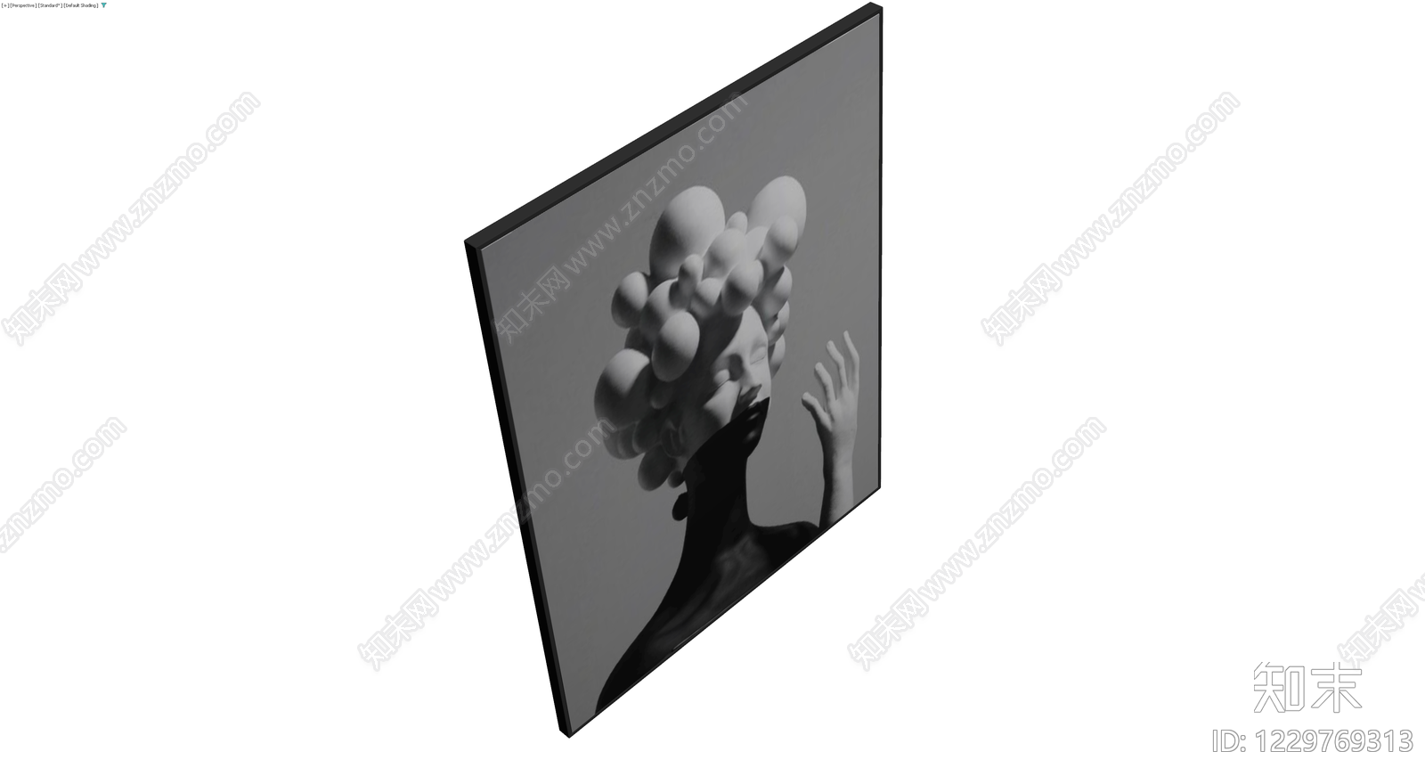 黑白风格人物雕塑画3D模型下载【ID:1229769313】