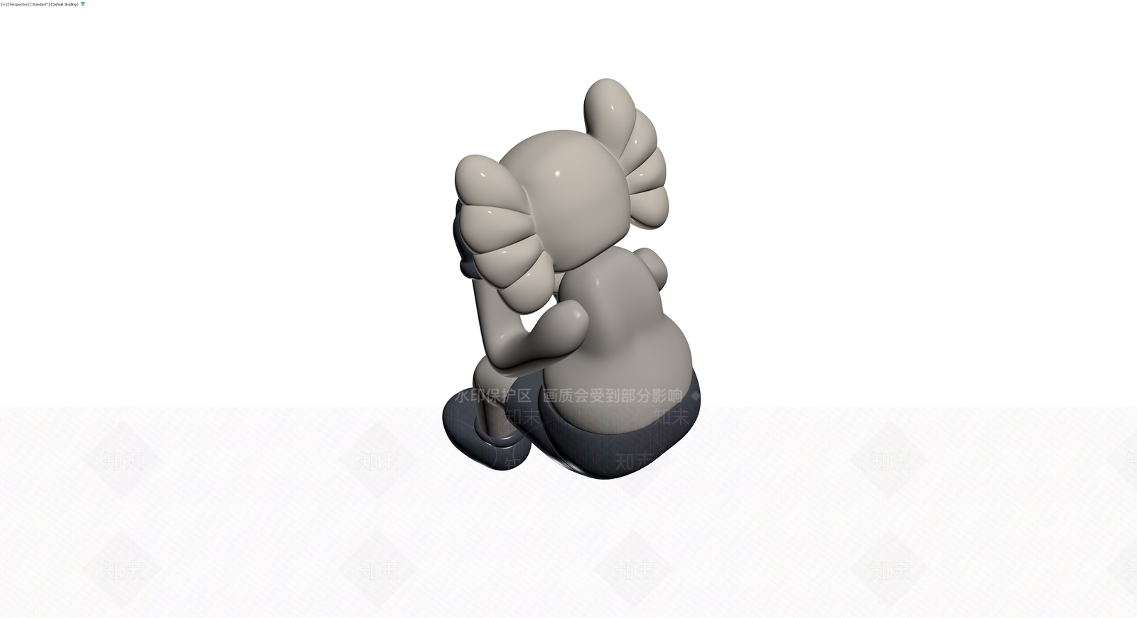 KAWS坐姿雕塑灰模3D模型下载【ID:1230621399】